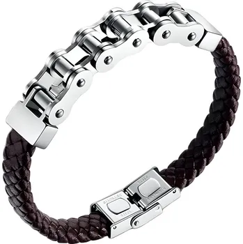 Náramek Gaira® Kožený náramek Chain 30294-22, Barva kůže hnědá