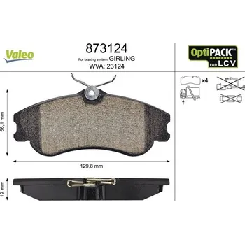 Brzdová destička Sada brzdových destiček, kotoučová brzda VALEO 873124