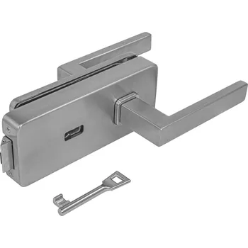 Dveřní kování MPK - UNIQUE R8 - ZÁMEK na sklo s klikou QUADRA - BBQ kování na sklo BBQ otvor BN - Broušená nerez