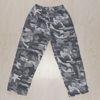 dětské zateplené kalhoty šedý maskáč