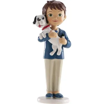 Party dekorace Figurka na dort chlapec s pejskem - svaté přijímání - Dekora