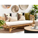 Sada 2 dekorativních polštářů hnědé a béžové motiv ženské tváře 45 x 45 cm domácí doplněk Beliani