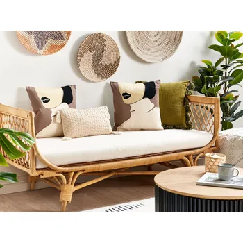 Polštář Sada 2 dekorativních polštářů hnědé a béžové motiv ženské tváře 45 x 45 cm domácí doplněk Beliani