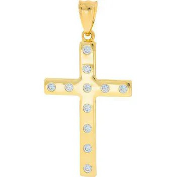 Přívěsek Zlatý křížek se zirkony