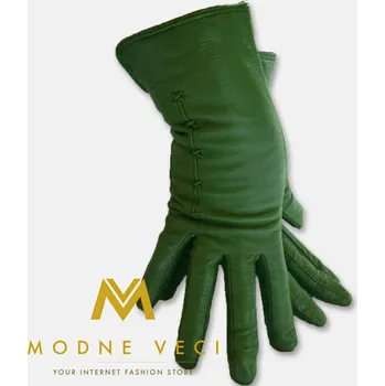 Rukavice Dámské kožené rukavice zelené, poškozené