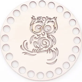 Dřevěné víko kruh, 20 cm, vzor 17 - sova