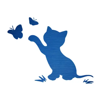 Samolepící dekorace SAMOLEPKA Kočka 037 levá s motýlky (65 - škrábaný kov modrý) NA AUTO, NÁLEPKA, FÓLIE, POLEP, TUNING, VLASTNÍ TEXT, TISK, AUTOSAMOLEPKY.cz, POLEPY, OBRÁZEK, LOGO, SAMOLEPKY