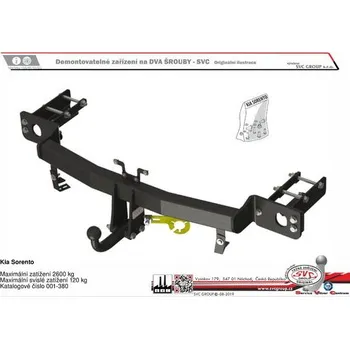Tažné zařízení Tažné zařízení Kia Sorento 02/2015->12/2017 SV 001-380, SVC GROUP