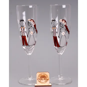 Svatební dekorace Sada šampus svatební - věneček s copem