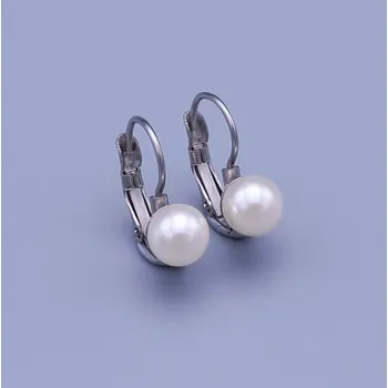 Náušnice Dívčí náušnice z chirurgické oceli s bílou perlou