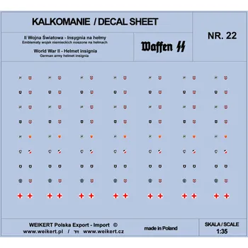 Plastikový model Weikert decals 1/35 German Helmet Insignia WWII - WAFFEN SS