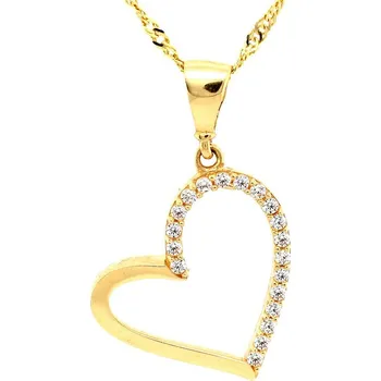 Přívěsek Zlaté srdíčko s čirými zirkony