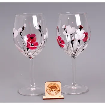 Sklenice Sada vínovek - bílé máky