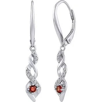 Náušnice Stříbrné visací náušnice Arlena dekorované pravým Granátem JJJ1671EGA