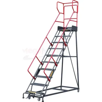 Regalydoskladu Mobilní plošinový skladový žebřík H:255 cm - 10 schodů