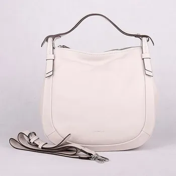 Kabelka Velká luxusní krémová kožená kabelka na rameno Gianni Conti 900