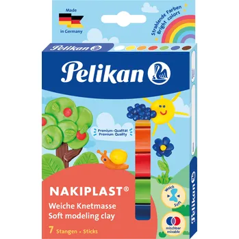 Modelovací hmota Modelína Pelikan Nakiplast, 7 barev, 125 g