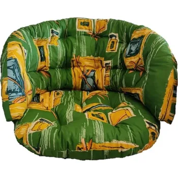 Podsedák Sedák na ratanové křeslo typ Bahama, Paloma - max - zelený ornament