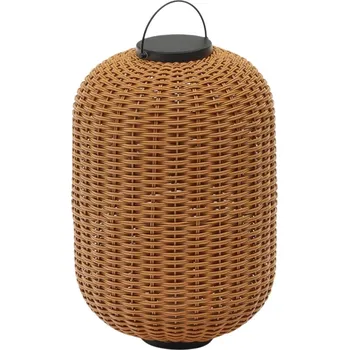 Venkovní osvětlení Hnědá zahradní LED lampa z umělého ratanu Kave Home Saranella 55 cm