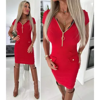 Dámská sukně V&V Šaty dámské žebrové s knoflíky