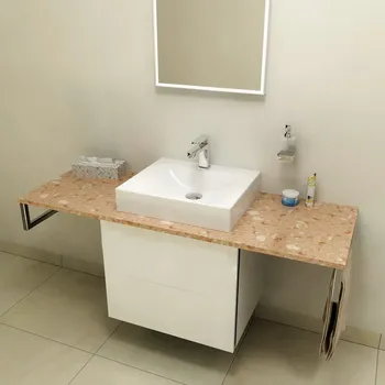 SAPHO OLIVER deska 120x2x50cm, technický mramor, Rosa del Garda