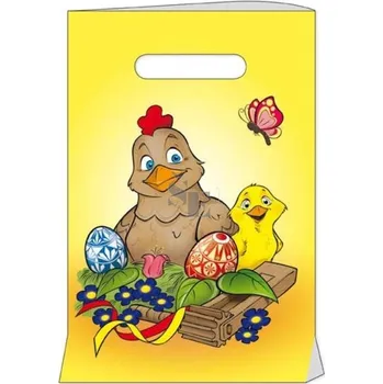 Igelitová taška velikonoční Slepička s vajíčky Vzor 8 S 20x30x8 cm, MFP