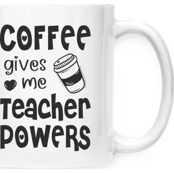 Hrnek malý bílý s potiskem Teacher powers