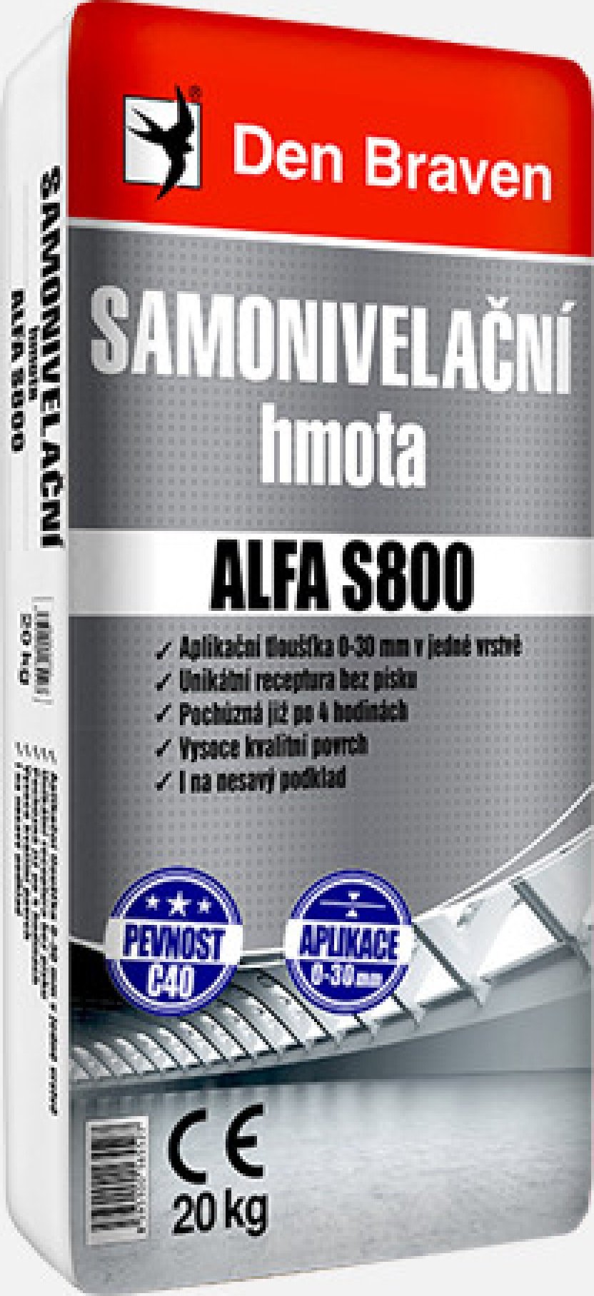 Den Braven samonivelační hmota ALFA S800 20 kg cena 18,45 kč/kg