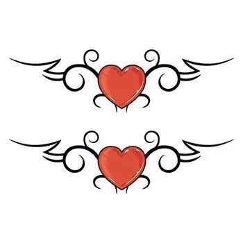 Odstranitelné tetování Dvě červená srdce - tribal nalepovací tetování