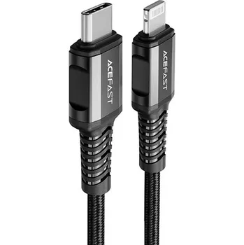 Náhradní díl pro mobilní telefon Nabíjecí a datový kabel 30W (3A) ~ AceFast C1-01 ~ USB-C/Lightning 1,2m MFi - Černý