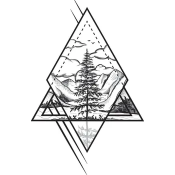 Odstranitelné tetování Horská krajina - nalepovací tetování