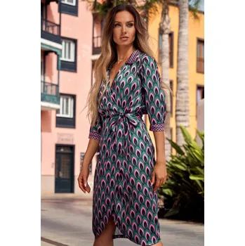 Dámské šaty Zavinovací šaty s potiskem MOE M668 Velikost: 2XL, Barva (Varianta): model 1