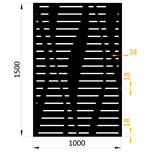designový plech, laserem vypálený vzor 9341 - designová kovová výplň, rozměr 1000 x 1500 x 2 mm (š x v x tl.), bez povrchové úpravy