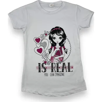 Dívčí tričko Oliva Dívčí bílé tričko s krátkým rukávem VIKTORIE Barva: Bílá, Velikost: 104