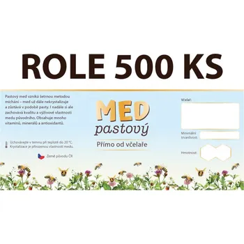 Etiketa na sklenici - 4 modrá - Med pastový ROLE 500 KS