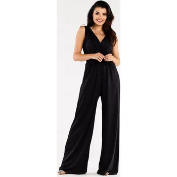 Dámský overall Overal se širokými nohavicemi a psaníčkovým topem A552 Barva: Černá, Velikost: M