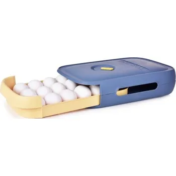 Úložný box na vajíčka VEJCOPÁD, až na 18 ks vajec, šedomodrý