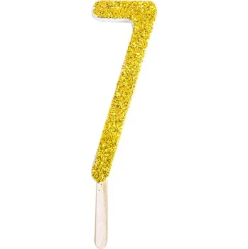 Dortová svíčka PME Dortová svíčka se zlatým třpytem, číslo – 7