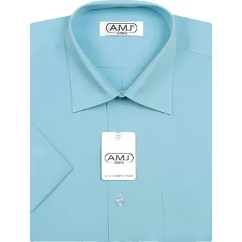 Pánská košile Pánská košile AMJ jednobarevná JK060, tyrkysová, krátký rukáv, vel. 40