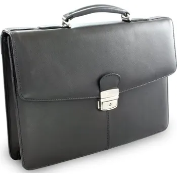 Pánská aktovka Černá kožená aktovka se třemi vnitřními přihrádkami 112-6004-60 + doprava zdarma