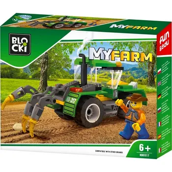 ostatní stavebnice BLOCKI MyFarm farma Traktor s oracím pluhem 85 dílků