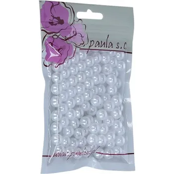 Dětské navlékací korálky Korálky plast., BÍLÉ, perleť, 10mm, balení