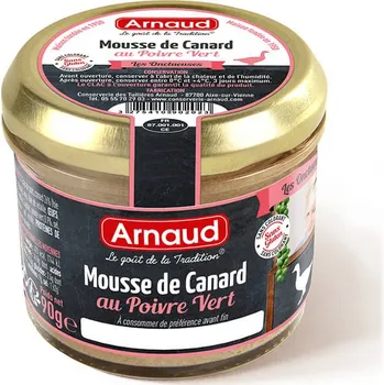 Arnaud Mousse de Canard au Poivre Vert 90 g. (Sametově hladká kachní paštika se zeleným pepřem)
