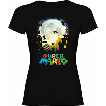 Nintendo Tričko Super Mario game background Barva: Námořnická modrá/Navy, Velikost: XXL, Pohlaví: Dámské