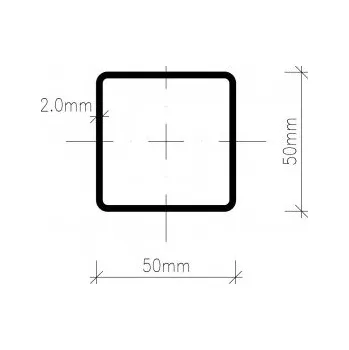 Stavební profil Zámečnictví Pluhař Pozinkovaný jekl 50 x 50 x 2 mm - délka 2 m