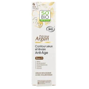 Péče o oční okolí SO'BiO étic Precieux Argan Anti-Aging BIO krém na okolí očí a rtů 15 ml
