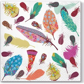 Papírový ubrousek UBR21, Ubrousek, 16x16 cm, BAREVNÉ PEŘÍ, 1 kus