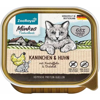 Krmivo pro kočku ZooRoyal Minkas Naturkost králičí maso a kuře s brambory 16 × 100 g