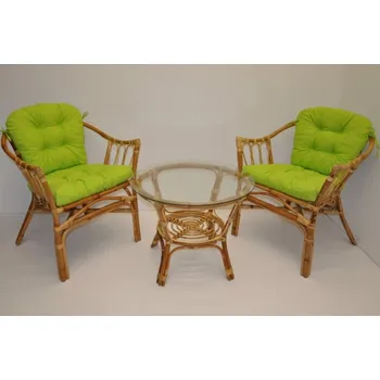 Sedací souprava Axin Trading s.r.o. Ratanová sedací souprava Subaliu - polstry světle zelený melír