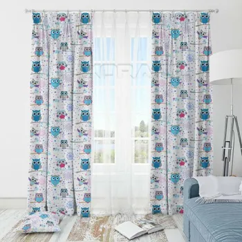 Dekorační látka 361038/102 sovičky na závěsy, polštářky - 50 x 50 cm